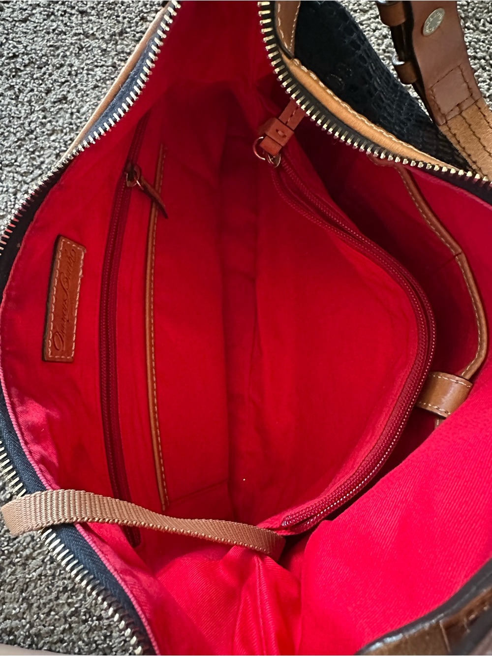 Dooney & Bourke Black Textured Hobo with Tan Leather Trim and Wristlet - Picture 8 of 13